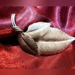 Vintage Sterling Silver Leaf Brooch